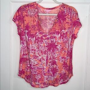 Lilly Pulitzer Linen Blouse “Cheeky Melon Rule Breakers”